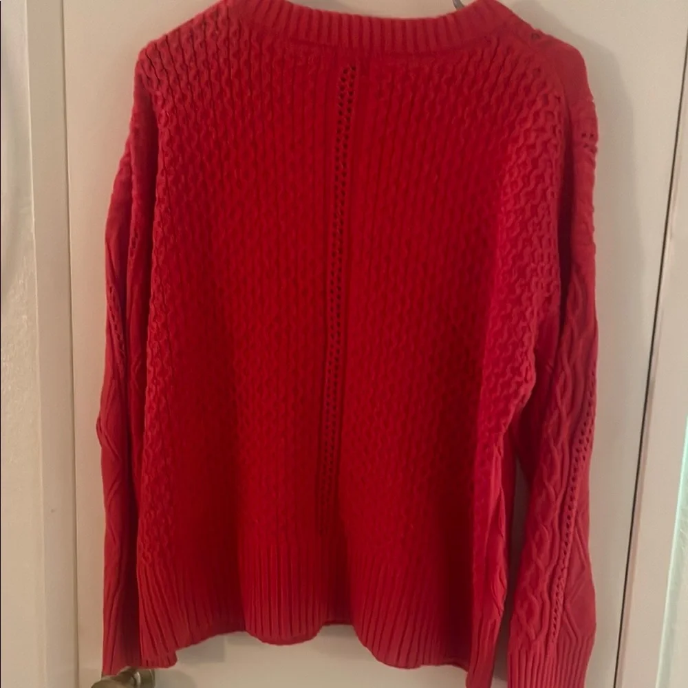 NWT A New Day Red Cable Pointelle Knit Sweater Women’s M